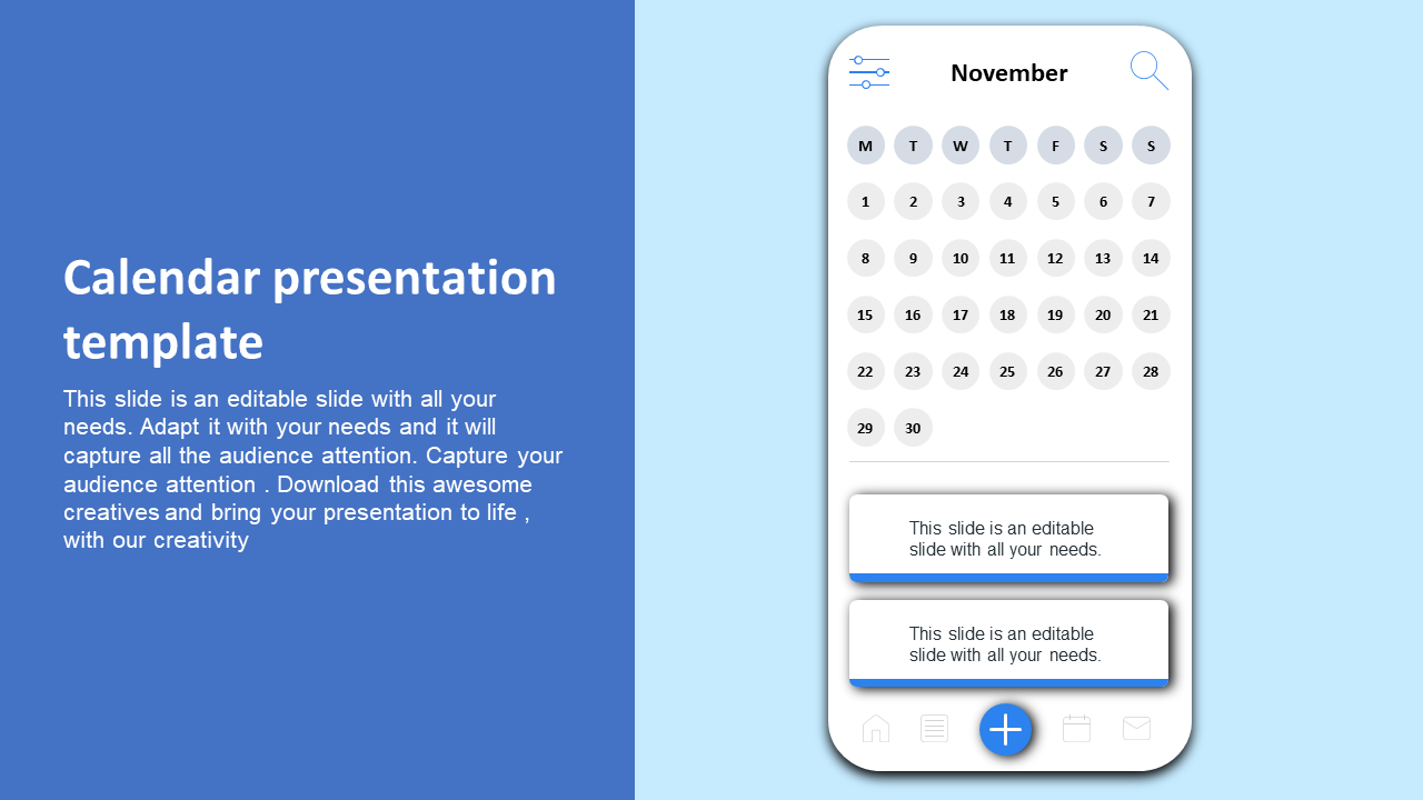 Effective Calendar Presentation Template-November Month